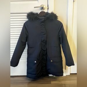 Jacadi Size 12 Unisex Navy Blue Long Down Jacket